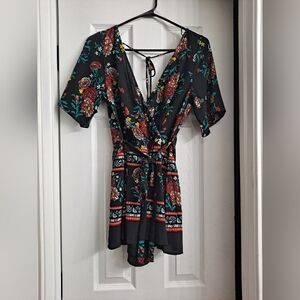 Black Floral Romper